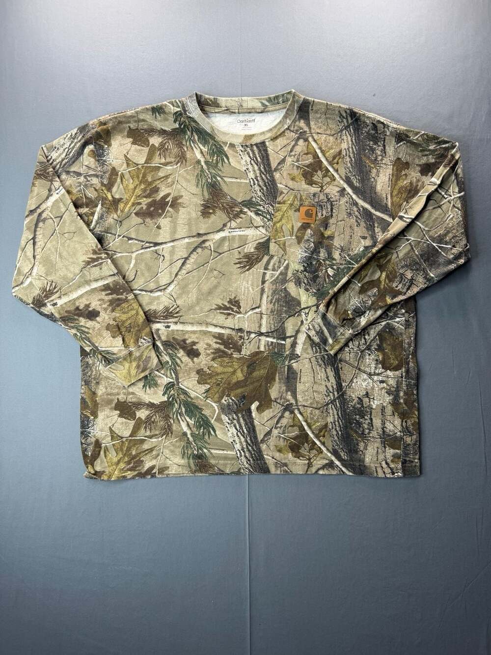 Carhartt Long Sleeve Pocket T-Shirt Size XL Realtree Camo Cotton